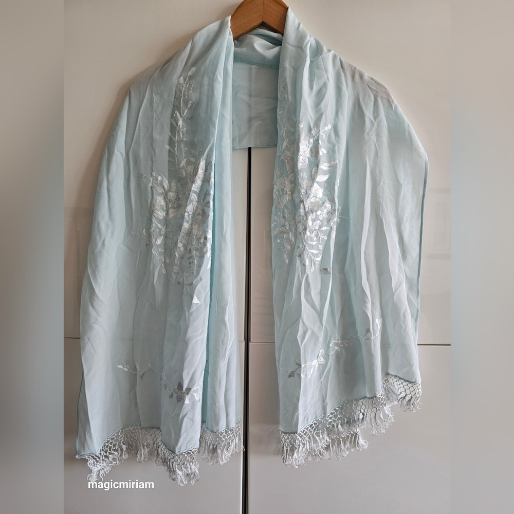 Baby Blue Silky Spring Scarf